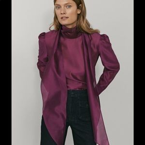 ISO Massimo Dutti Organza Bow Neck Blouse